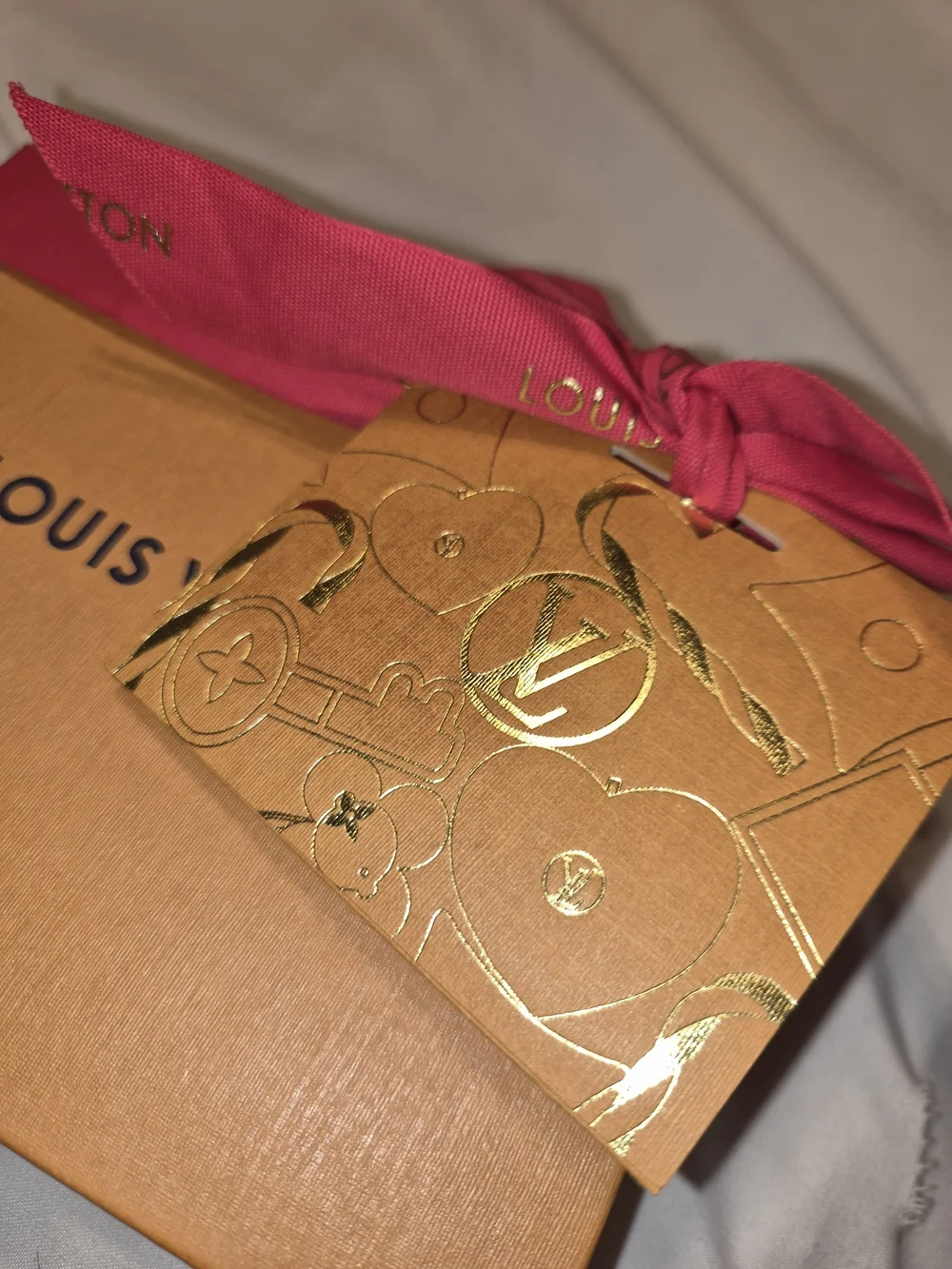 Louis Vuitton Gift Box Ribbon & Gold Embossed Card 5x6x1.5